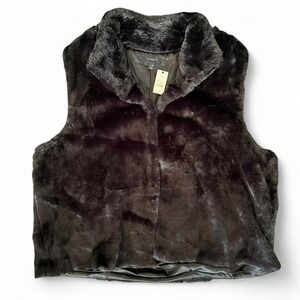 Talbots Black faux fur lined‎ vest winter fuzzy womens size L/XL NWT ORG $189